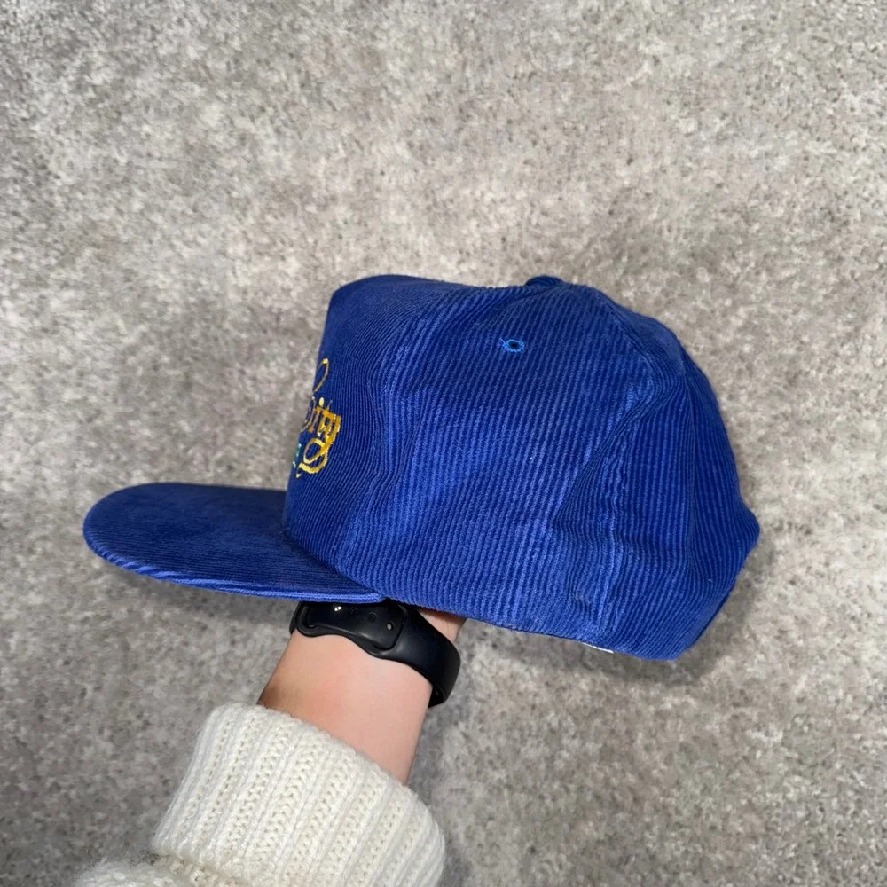 VTG Park City Utah Corduroy Ski‎ Hat Blue Yellow Embroidered Snapback Yupoong